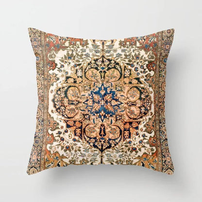 Pillow Cover Oriental Print Soft Plush Hidden Zipper