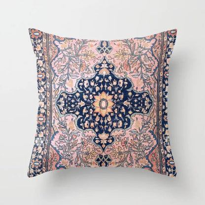 Pillow Cover Oriental Print Soft Plush Hidden Zipper
