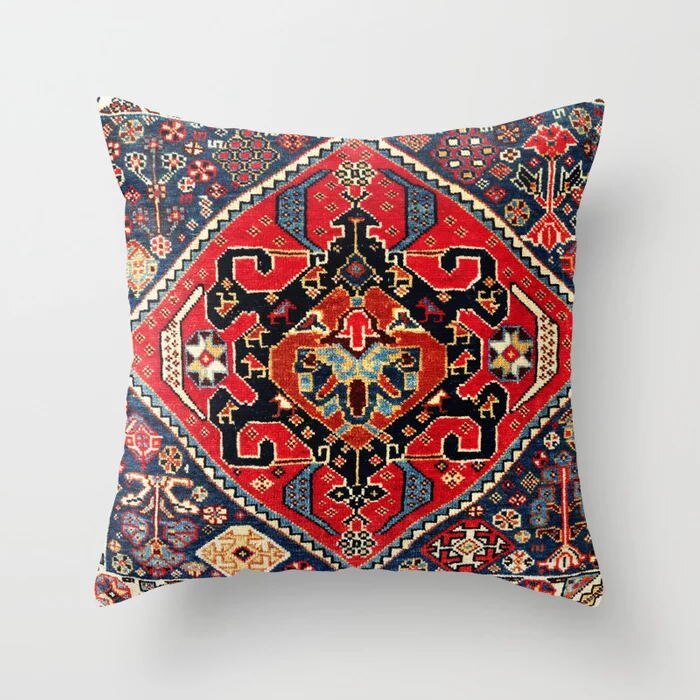Pillow Cover Oriental Print Soft Plush Hidden Zipper