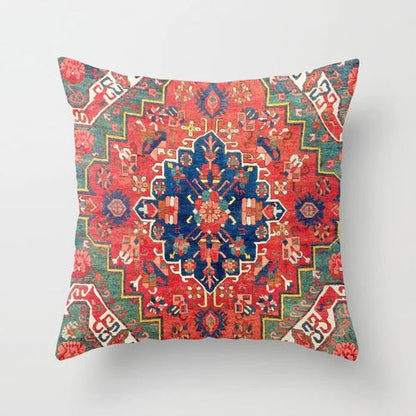 Pillow Cover Oriental Print Soft Plush Hidden Zipper