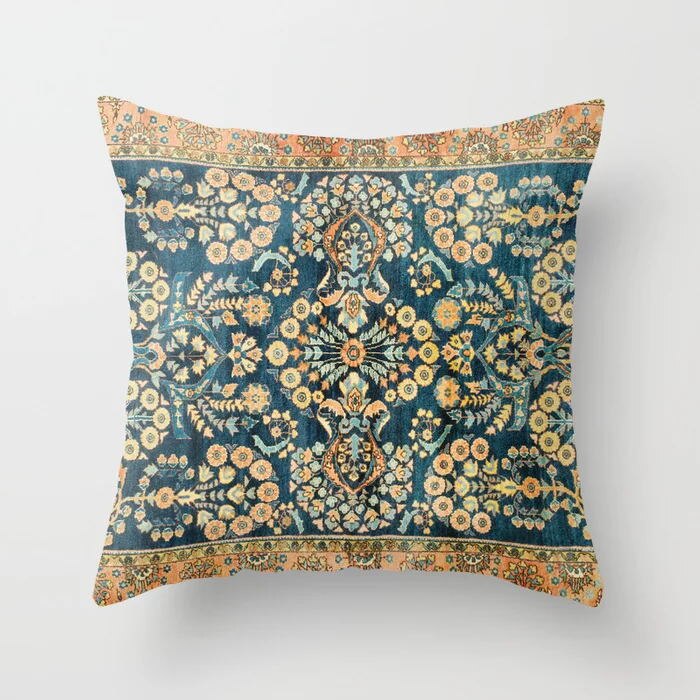 Pillow Cover Oriental Print Soft Plush Hidden Zipper