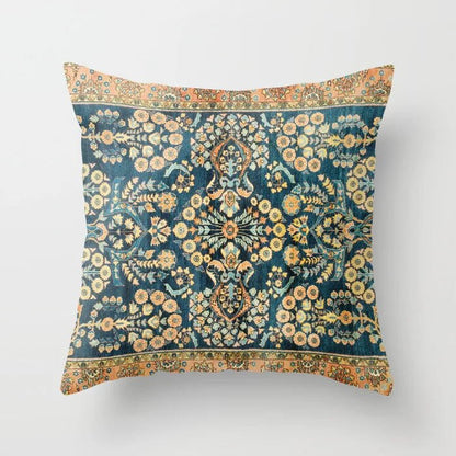 Pillow Cover Oriental Print Soft Plush Hidden Zipper