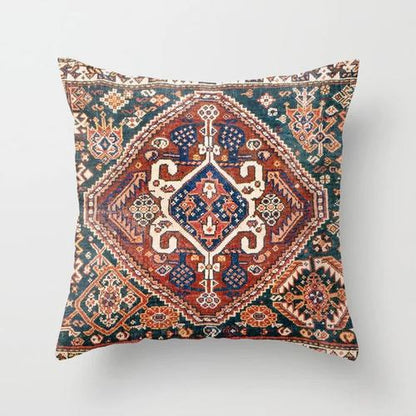 Pillow Cover Oriental Print Soft Plush Hidden Zipper