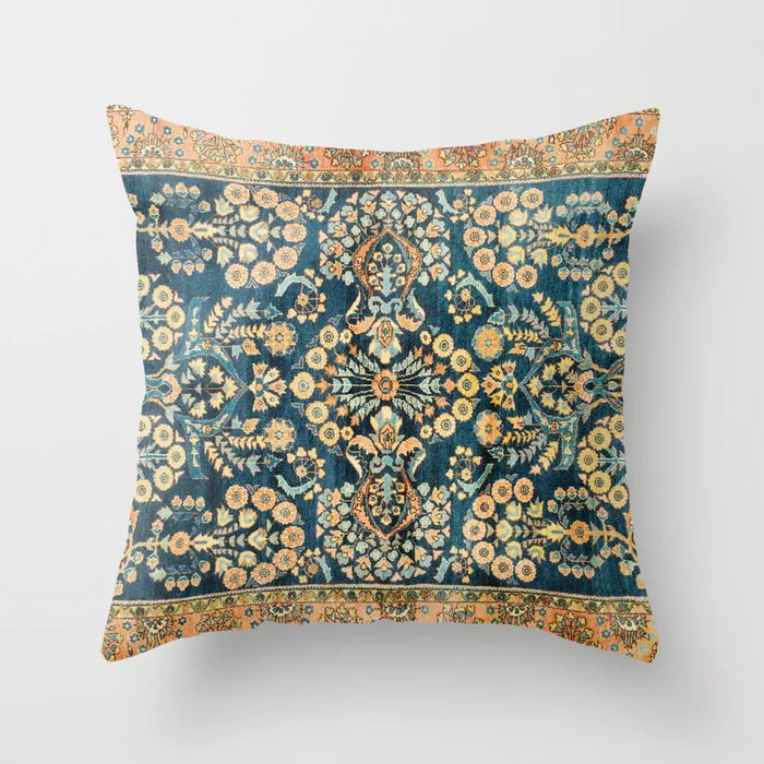 Pillow Cover Oriental Print Soft Plush Hidden Zipper