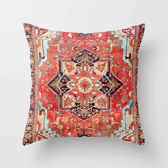 Pillow Cover Oriental Print Soft Plush Hidden Zipper