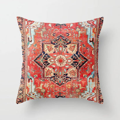 Pillow Cover Oriental Print Soft Plush Hidden Zipper
