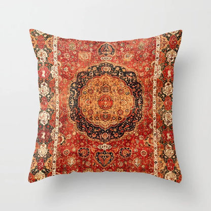 Pillow Cover Oriental Print Soft Plush Hidden Zipper