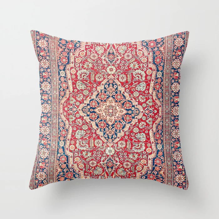 Pillow Cover Oriental Print Soft Plush Hidden Zipper