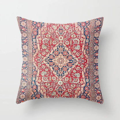 Pillow Cover Oriental Print Soft Plush Hidden Zipper