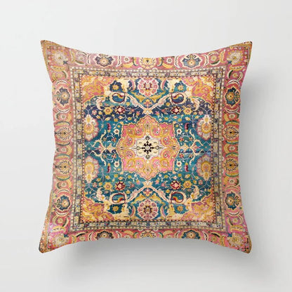 Pillow Cover Oriental Print Soft Plush Hidden Zipper