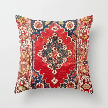 Pillow Cover Oriental Print Soft Plush Hidden Zipper