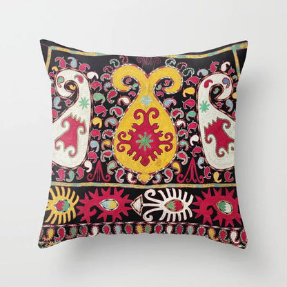 Pillow Cover Oriental Print Soft Plush Hidden Zipper