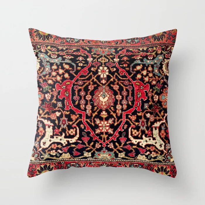 Pillow Cover Oriental Print Soft Plush Hidden Zipper