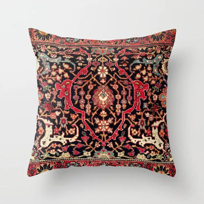 Pillow Cover Oriental Print Soft Plush Hidden Zipper