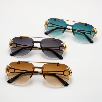 Pilot Sunglasses Rimless Gradient Lenses & Metal Top Bar