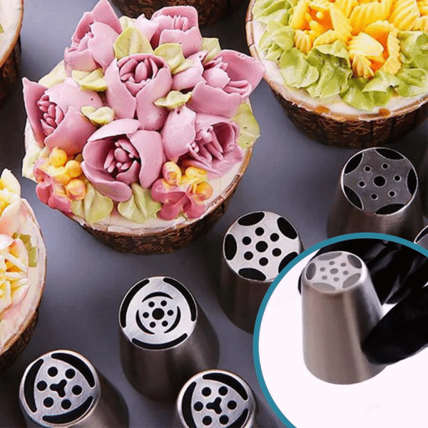 Piping Nozzle Set 12 Stainless Steel Tulip Tips Dishwasher-Safe