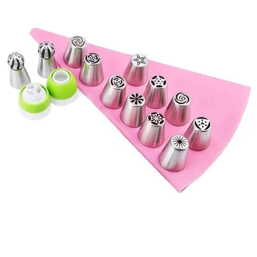Piping Nozzle Set 12 Stainless Steel Tulip Tips Dishwasher-Safe