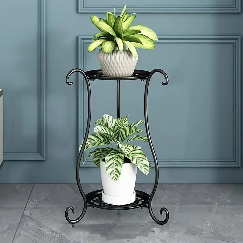 Plant Stand Two-Tier Metal Indoor & Outdoor