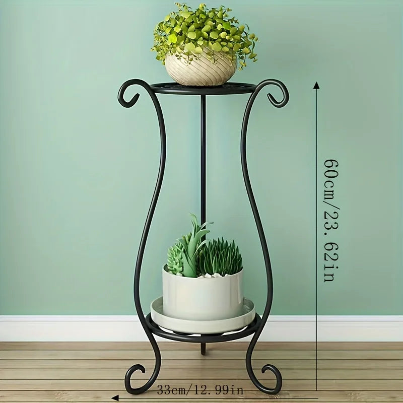 Plant Stand Two-Tier Metal Indoor & Outdoor