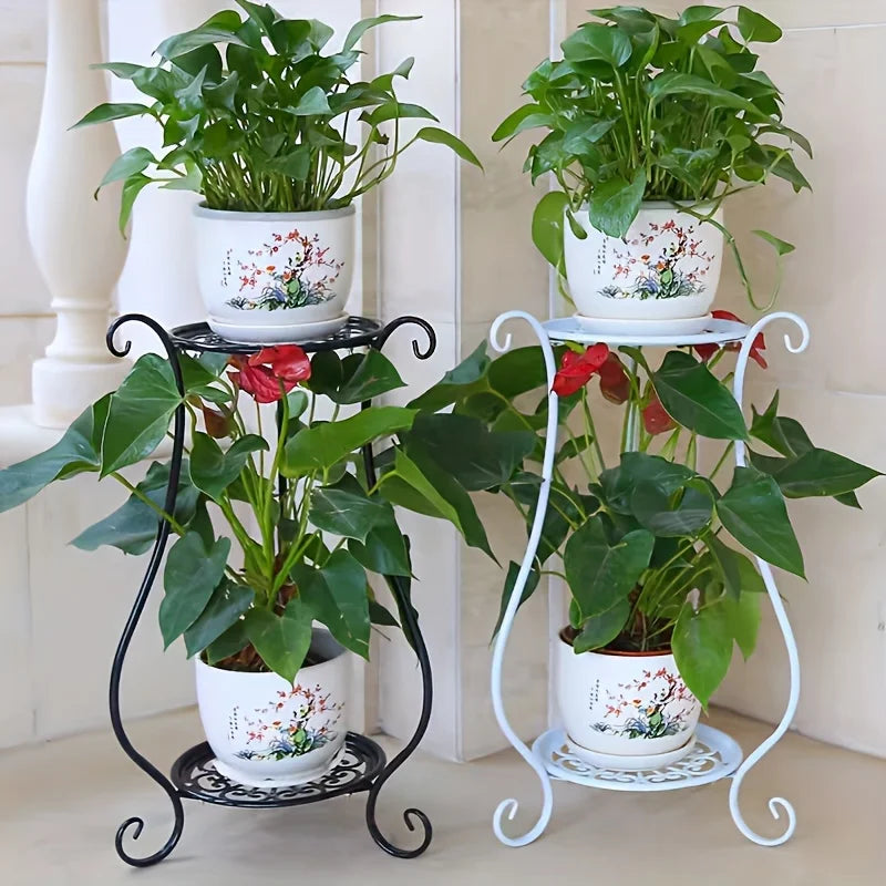 Plant Stand Two-Tier Metal Indoor & Outdoor