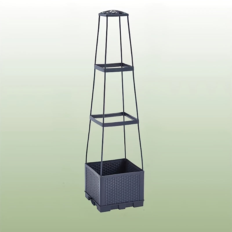 Planter Box Self-Watering Integrated Trellis & Drainage