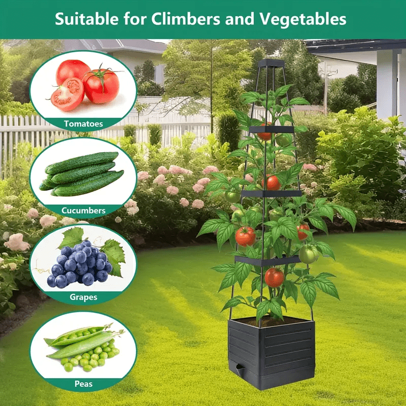 Planter Box Self-Watering Integrated Trellis & Drainage