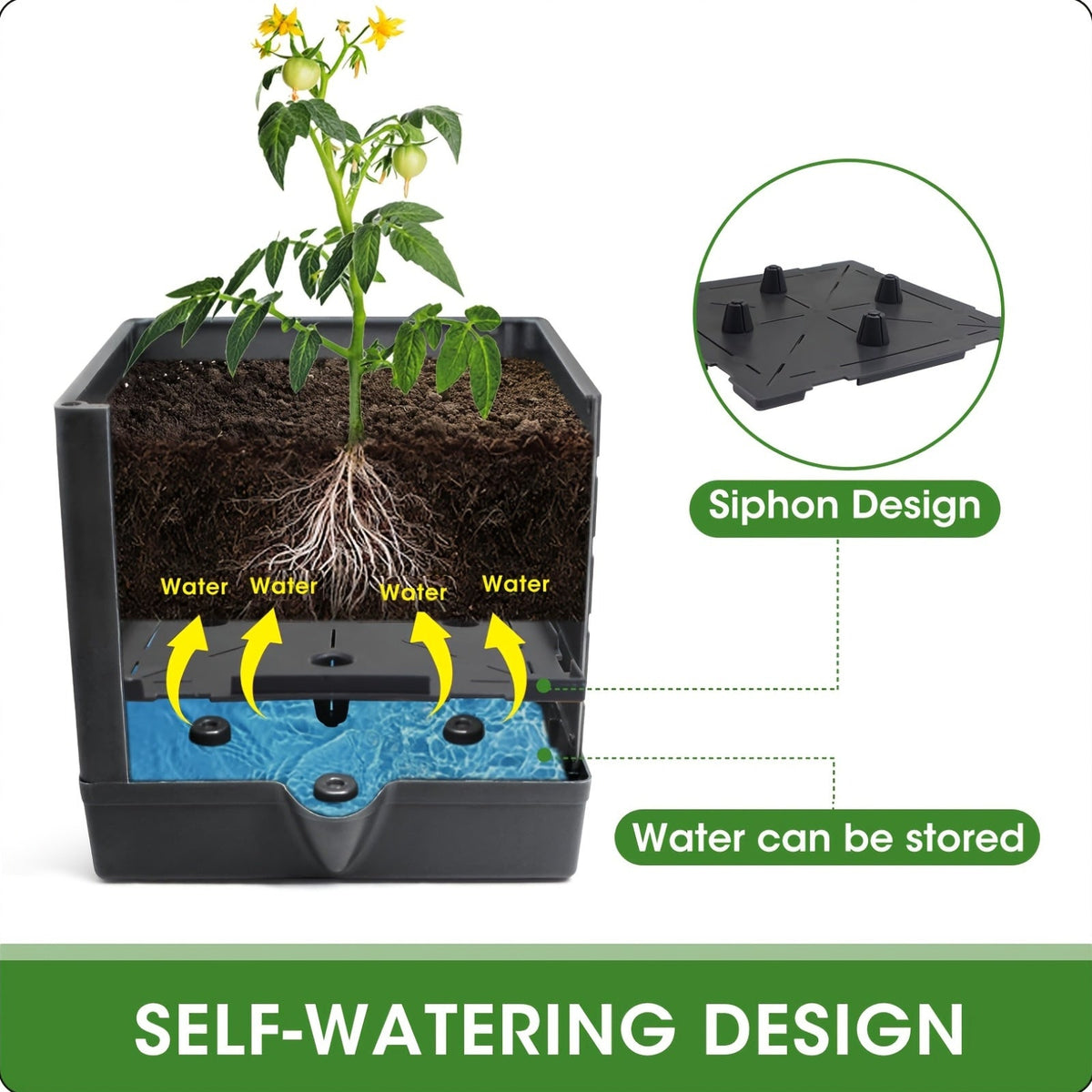 Planter Box Self-Watering Integrated Trellis & Drainage