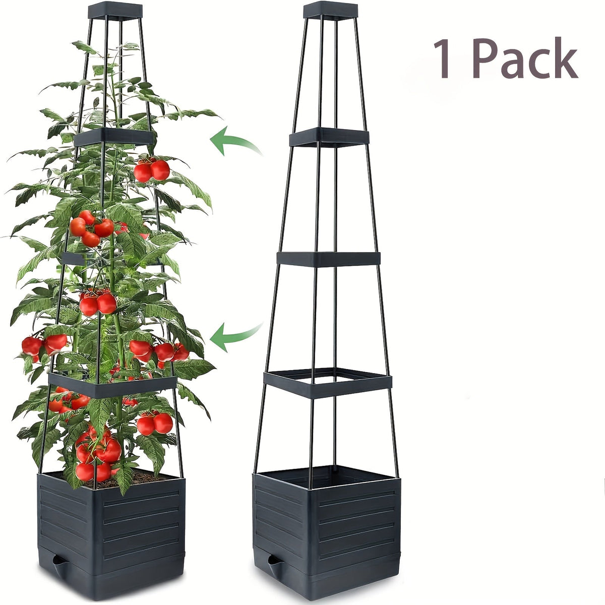 Planter Box Self-Watering Integrated Trellis & Drainage