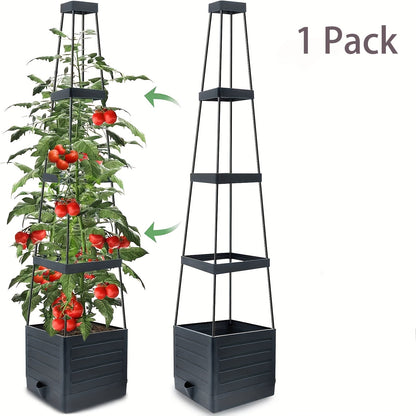Planter Box Self-Watering Integrated Trellis & Drainage