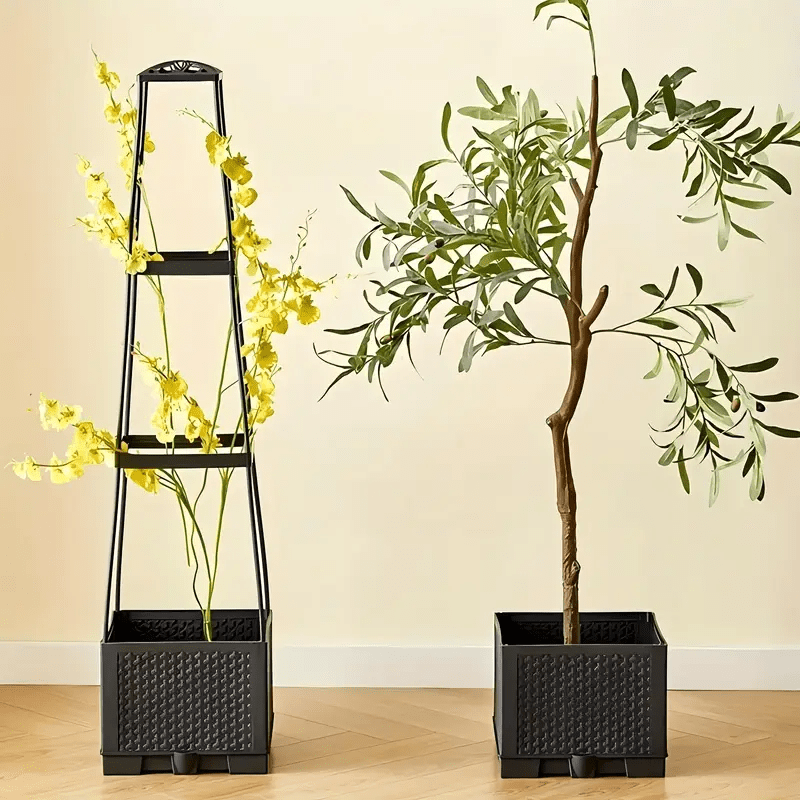 Planter Box Self-Watering Integrated Trellis & Drainage