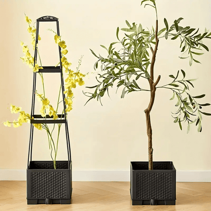 Planter Box Self-Watering Integrated Trellis & Drainage