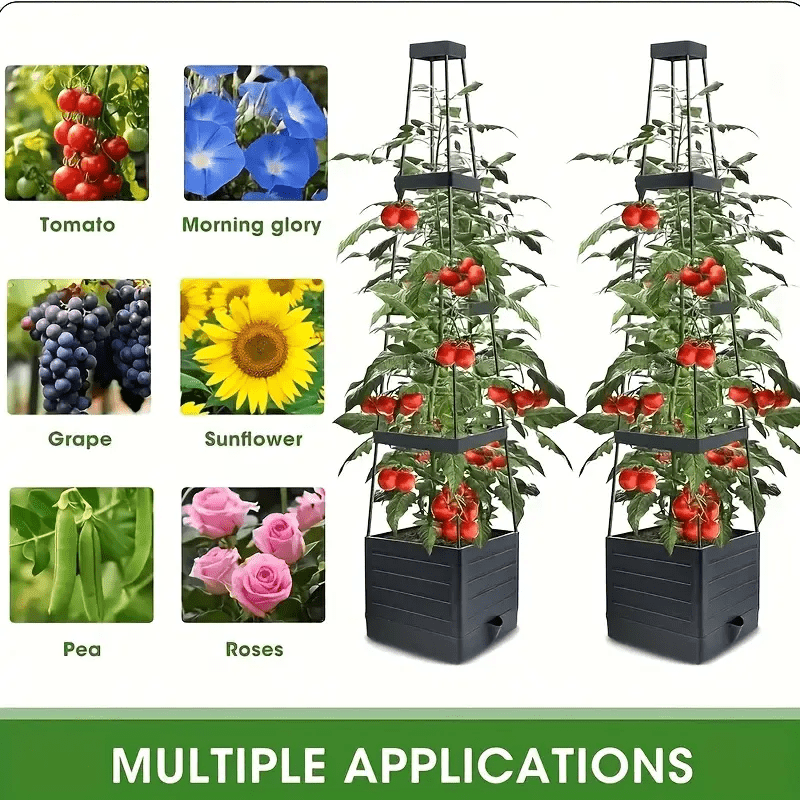 Planter Box Self-Watering Integrated Trellis & Drainage