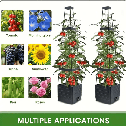 Planter Box Self-Watering Integrated Trellis & Drainage