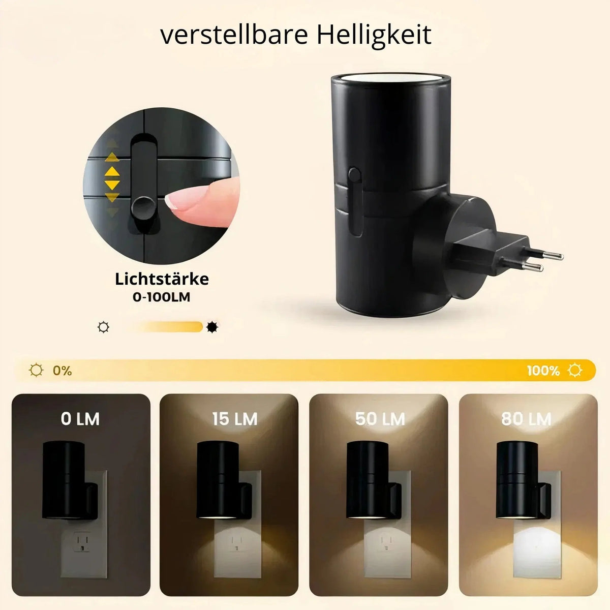 Plug-In Night Light Dusk Sensor & Stepless Dimmer Warm White