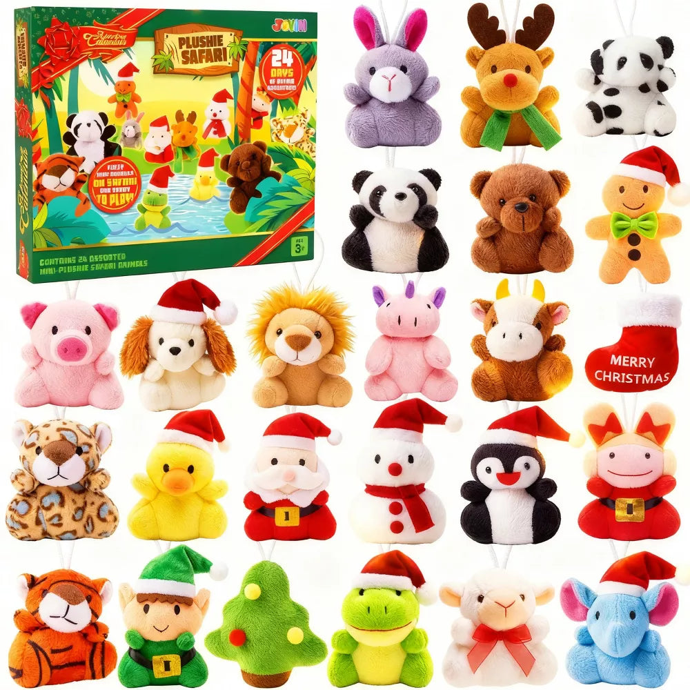 Plush Animal Advent Calendar 24-Piece Set Reusable Storage Box