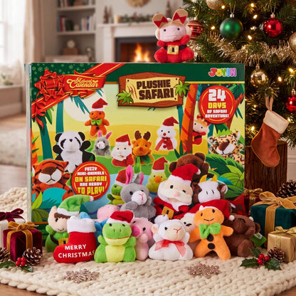 Plush Animal Advent Calendar 24-Piece Set Reusable Storage Box