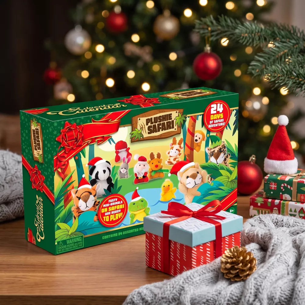 Plush Animal Advent Calendar 24-Piece Set Reusable Storage Box