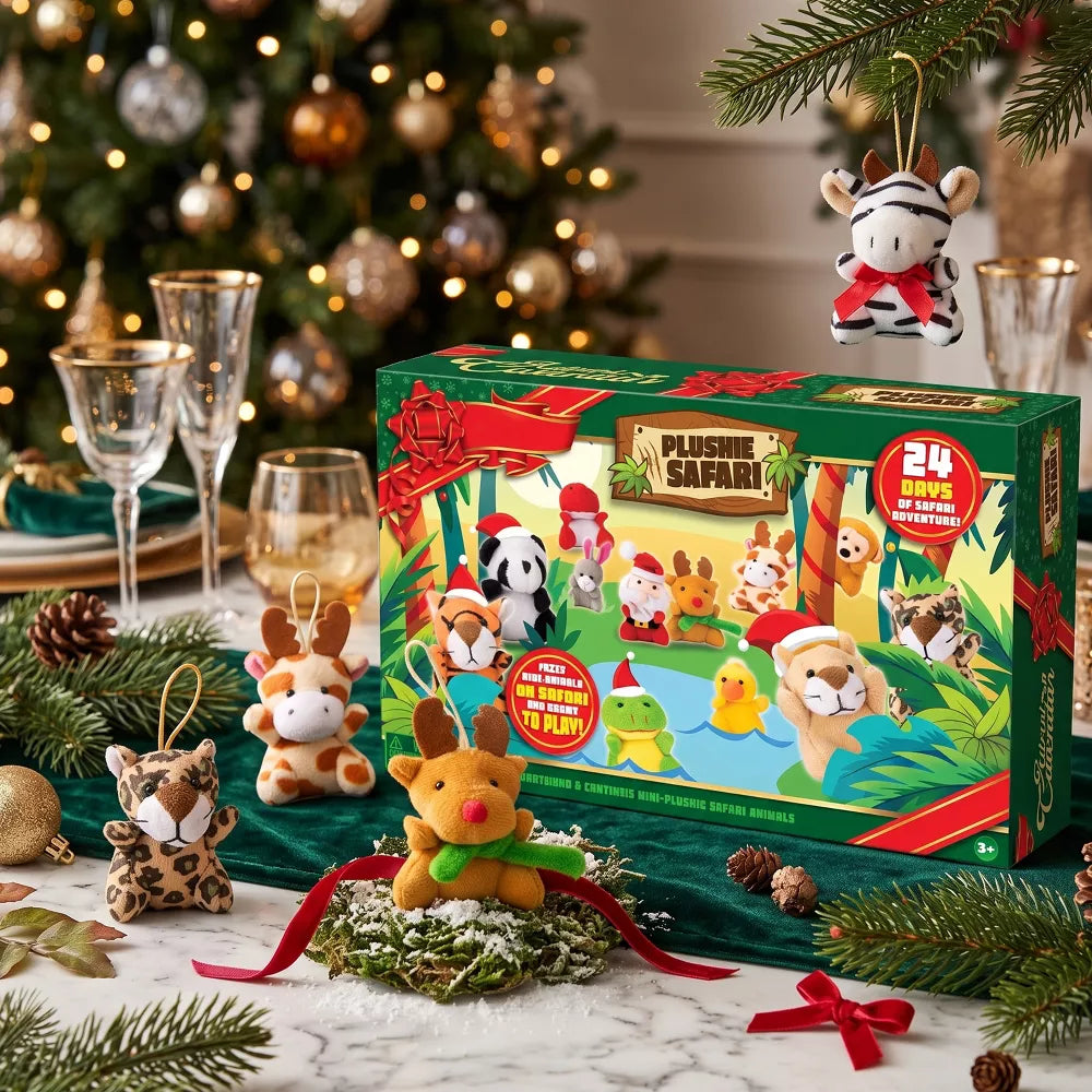 Plush Animal Advent Calendar 24-Piece Set Reusable Storage Box