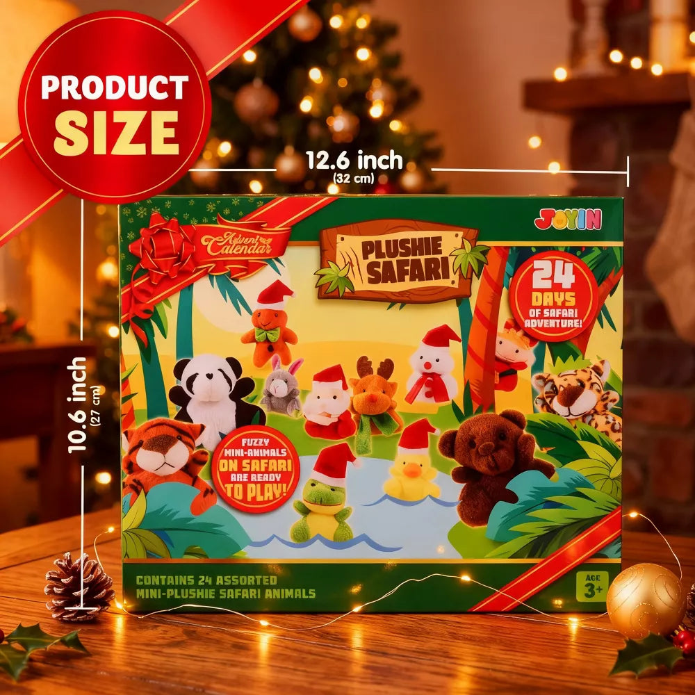 Plush Animal Advent Calendar 24-Piece Set Reusable Storage Box