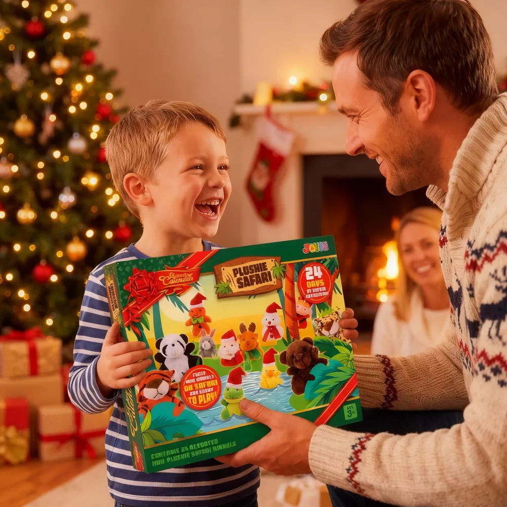 Plush Animal Advent Calendar 24-Piece Set Reusable Storage Box
