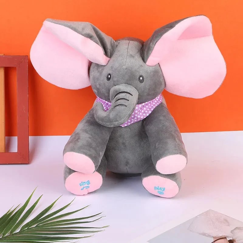 Plush Elephant Toy Movable Ears & Music