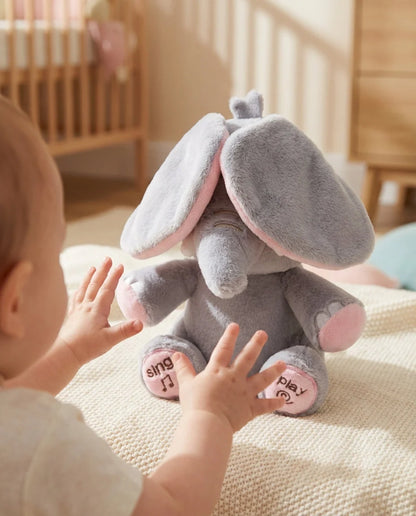 Plush Elephant Toy Peekaboo Moving Ears & Melodies