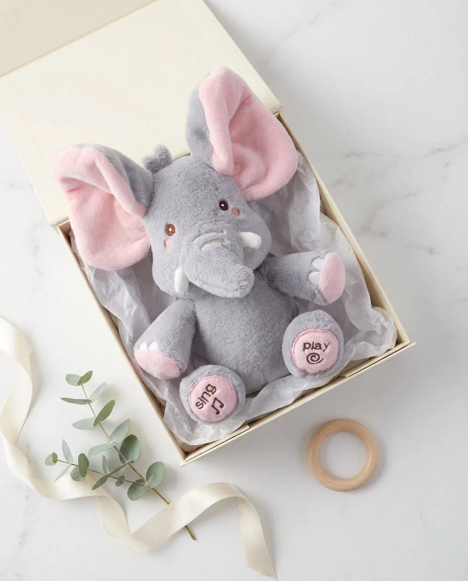 Plush Elephant Toy Peekaboo Moving Ears & Melodies