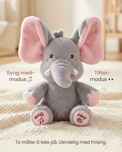 Plush Elephant Toy Peekaboo Moving Ears & Melodies