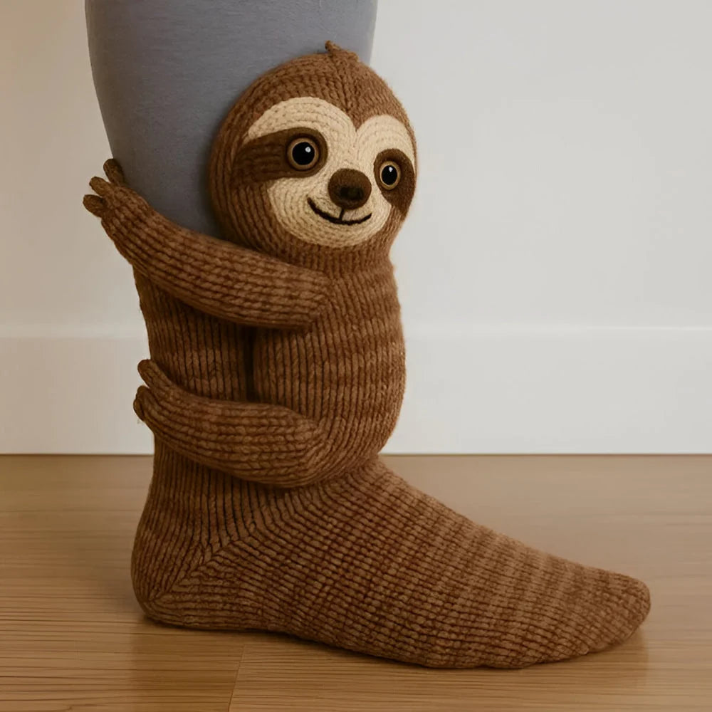 Plush House Socks Animal Design Non-Slip Sole Warm Lining