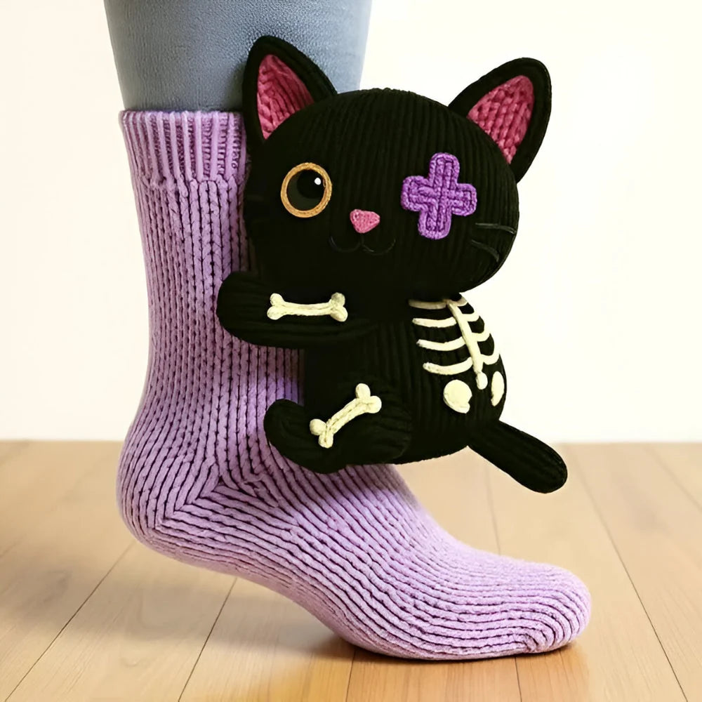 Plush House Socks Animal Design Non-Slip Sole Warm Lining