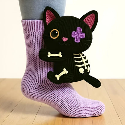 Plush House Socks Animal Design Non-Slip Sole Warm Lining