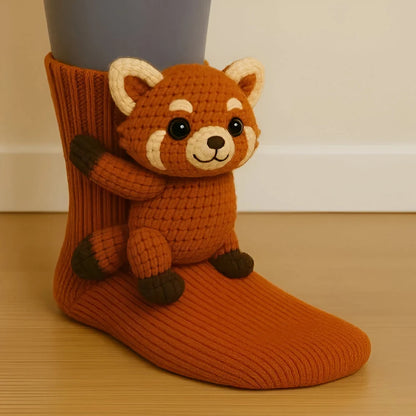 Plush House Socks Animal Design Non-Slip Sole Warm Lining