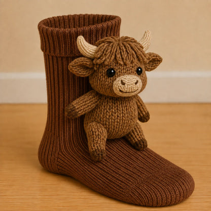 Plush House Socks Animal Design Non-Slip Sole Warm Lining