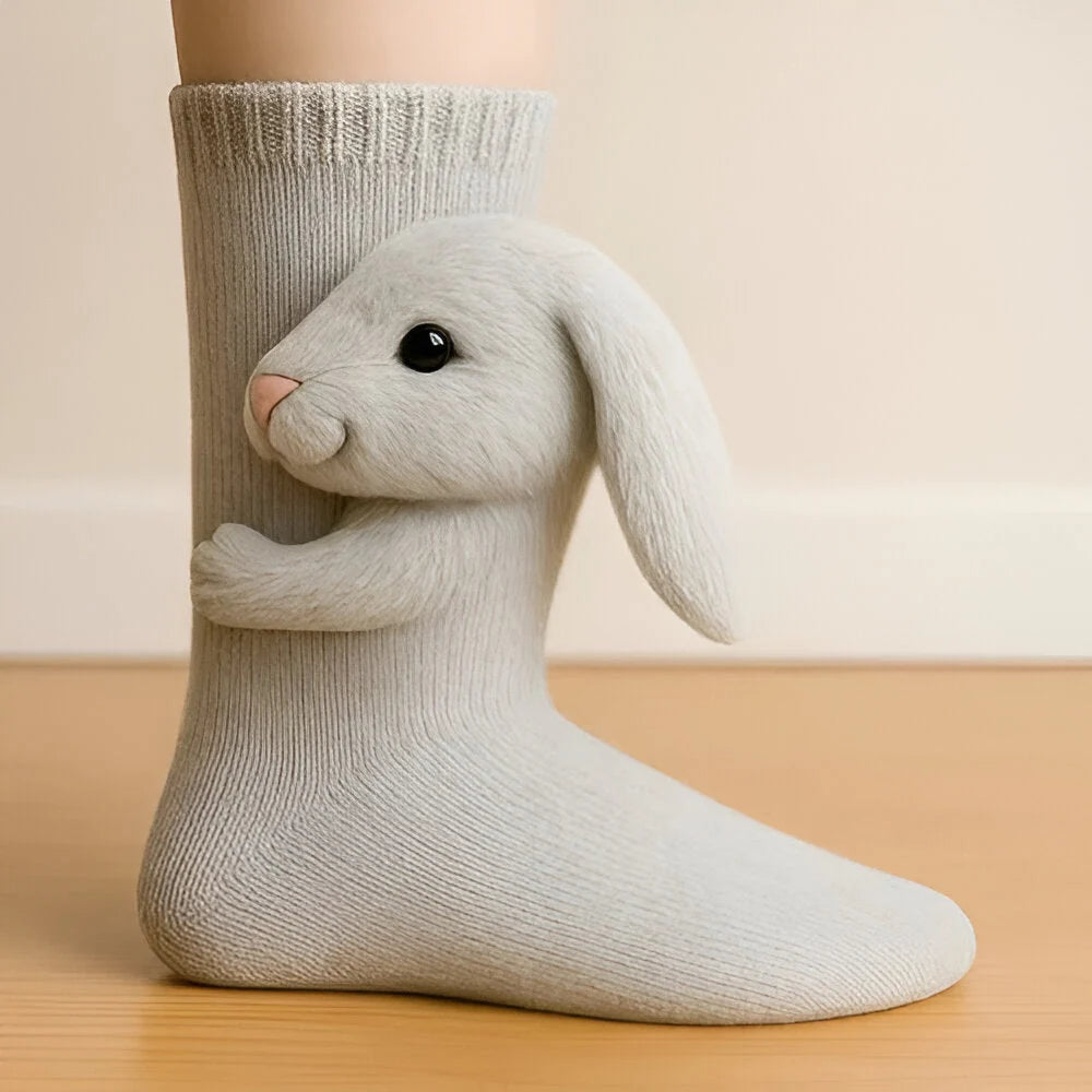 Plush House Socks Animal Design Non-Slip Sole Warm Lining
